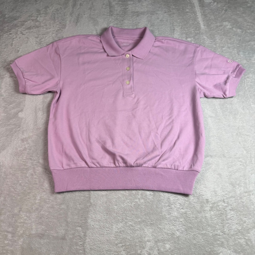 NWOT Everlane The Organic Cotton Oversized Polo Mauve Pink Short Sleeve Shirt XS